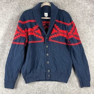 Gap Cardigan Sweater Mens Medium Shawl Collar Knit Southwestern Aztec Heavy